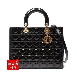 Christian Dior handbag shoulder bag patent leather Lady Cannage